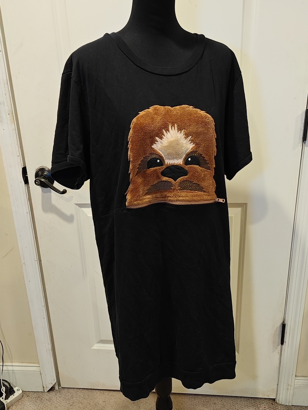 Star Wars Black Chewbacca Nightshirt Snack Pocket